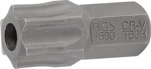BGS 4660 | Bit | T-Profil (für Torx) mit Bohrung T60 | Länge 30 mm | Antrieb Außensechskant 10 mm (3/8) | Chrom-Vanadium-Stahl