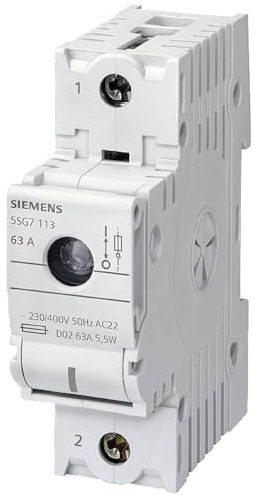 Siemens 5SG7113 MINIZED, switch disconnector with fuse, D02, 1-pole, In: 63 A, Un AC: 230 V, White