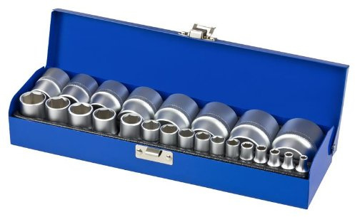 Zoll Werkzeug Steckschlüsseleinsätze 1/4' und 1/2' Antrieb Set 24 tlg.