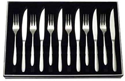 Stellar Winchester 12 Piece Stainless Steel Steak Knife and Fork Set in Gift Box for 6 People - Dishwasher Safe
