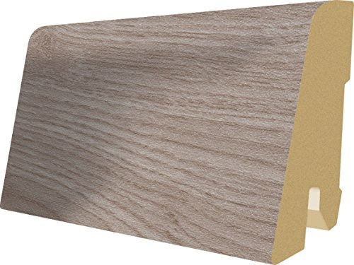 Megafloor Sockelleiste Fußleiste (6 cm Höhe, 2,40 m Länge, MDF) L207 Belfort Eiche silber MF4417