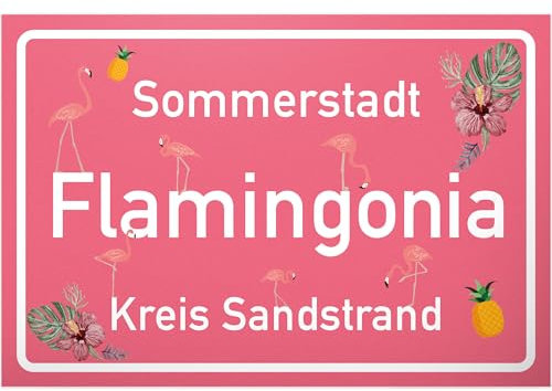 DankeDir! Flamingo Schild - Flamingonia kleines Geschenk für sie - süße Deko Wanddeko Türschild Mädchen Wohnung Zimmer Geschenkidee Geburtstagsgeschenk beste Freundin Party Deko