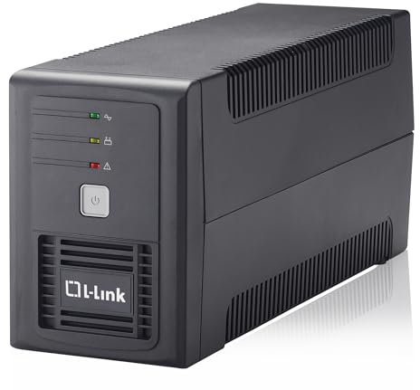 L-LINK Sistema de Alimentación ininterrumpida SAI | 2 Salidas Schuko | SAI para PC con Potencia 700VA/360W | Protección Avanzada con Monitorización Inteligente y Función de Apagado sin Carga