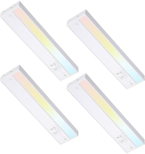 TORCHSTAR 4-Pack 12 Inch 5CCT LED Under Cabinet Lighting Aluminum, White