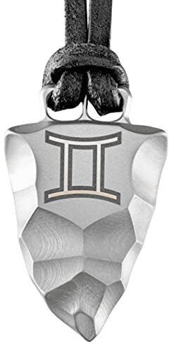 Element of Gods Titan Faustkeil Sternzeichen Zwilling Gemini Anhänger mit Lederband in schwarz