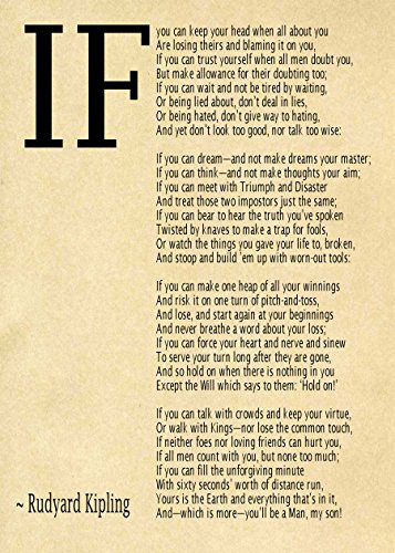IF Poem Art Print IF Poem by Rudyard Kipling Art Print IF Poster If Poem Poster If Poem Print If Poem Wall Art If you can If by Kipling Poem (20cm x 25cm, Parchment)