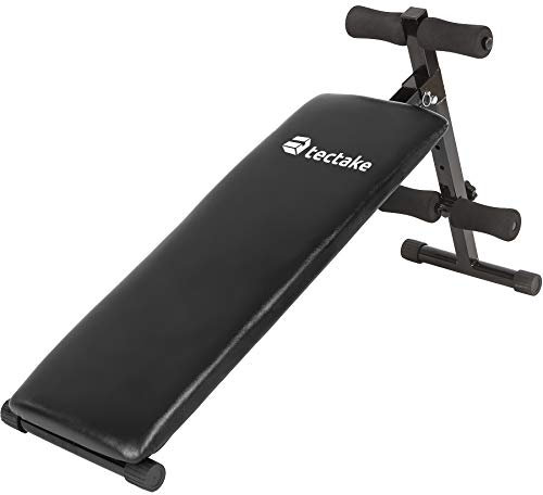 tectake 401078 Sit-up Bank Bauchtrainer verstellbar inkl. gepolsterte Beinfixierung | 120 cm x 33 cm x 63 cm