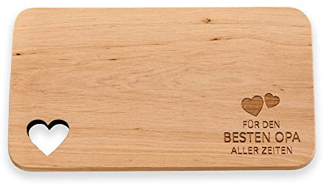 Spruchreif | Frühstücksbrettchen mit Gravur „Bester Opa aller Zeiten“ – Holzbrettchen mit Herzausschnitt | Perfekte Geschenkidee für Opa & Vatertag