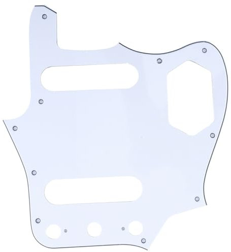 Musiclily Pro 10 Löcher Pickguard Gitarren Schlagbrett für MIJ Fender Japan Jaguar,3 lagig Weiß