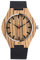 MICGIGI Herren Damen Geschäft Quarz Holzuhr Zebra Bambus Holz Armbanduhr mit Schwarz Leder Armband