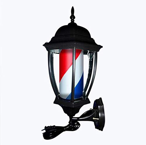 EOVL Poste De Barbero Luminoso De Exteriores Poste De Peluqueria Barber Pole Led Giratorio Para Peluquería Salón Tienda Firmar Pared- Montado Lámpara - Rojo Azul Y Blanco Pequeño 49
