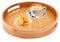 Plateau de service en bambou, plateau de service rond avec poignées, plateau de petit-déjeuner plateau de service pour café vin café thé repas de fruits (25X25cm)