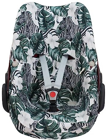JYOKO KIDS Baumwollbezug für Autositz kompatibel mit Pebble Maxi Cosi, Bebe Confort (Zebra)
