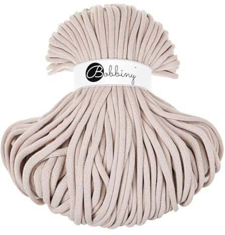 Bobbiny Jumbo-Makramee-Schnur, geflochten, 9 mm, hautfarben, 100 m