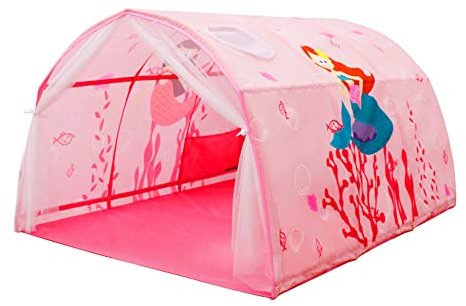 RongXuan Kinder Tunnel mit Netzvorhang für Hochbett Halbhochbett Etagenbett breite 100cm Rosa