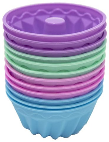 Mlying Mini Gugelhupfform Silikon 12 Stück Gugelhupf Backform Wiederverwendbare Muffinförmchen Cupcake Klein Kuchenform Mini Gugelhupf Ø 8cm, Höhe 5 cm