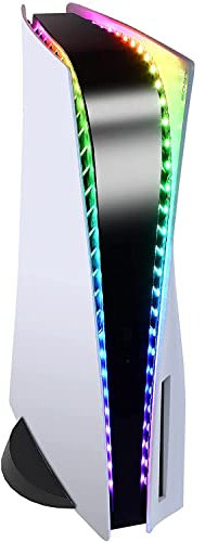 RGB-LED-Strip für Playstation 5 Konsole, 7 Farben 29 Effekte Zubehör Streifen Lichterkette Stripes Lichtleiste Band Lights Strips Kit für ps5 Konsole mit IR-Fernbedienung