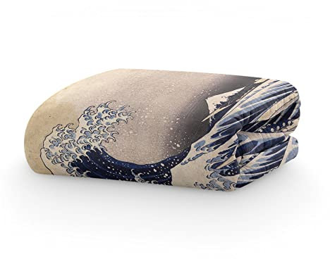 PICANOVA – Kuscheldecke 200x150cm – Katsushika Hokusai The Great Wave Off Kanagawa – Decke mit Bild – Premiumqualität Fleecedecke 510g/qm – Weich Und Gemütlich Fotodecke – Klassische Kunst