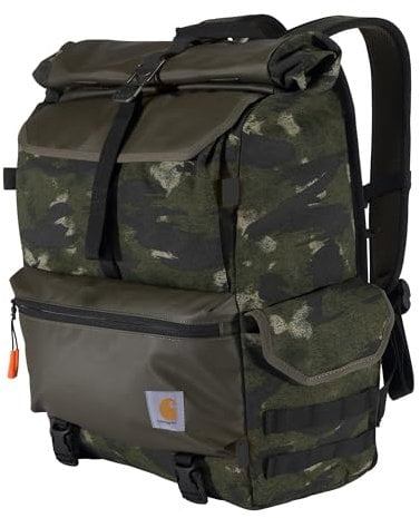 Carhartt Nylon Roll Top, Heavy-Duty Water Resistant Rucksack, Blind Fatigue Camo, One Size