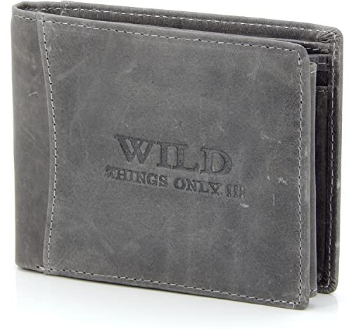 ekavale Leder Geldbörse Herren mit RFID-Schutz Portemonnaie Herren Geldbeutel für Männer mit Münzfach (Grau)