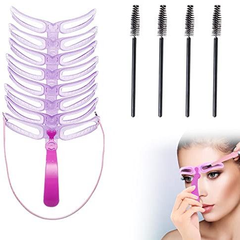Pochoir Sourcils,8 Styles Sourcils Carte,Modèle De Sourcil Réutilisable Outil,Kit De Pochoir à Sourcils,Tampon à Sourcils,Kit De Modelage Pour Sourcils,Kiuiom