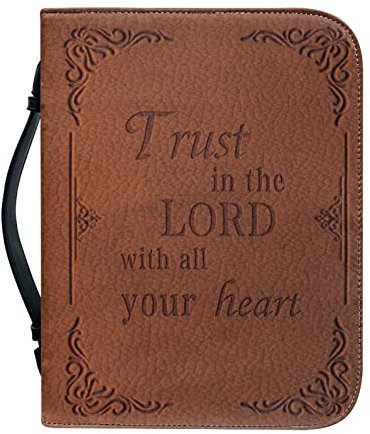 Dajingkj Custodia Bibbia con cerniera grande pelle personalizzata borsa biblica donna borsa Bibbia libro chiesa borse con manici, Fiducia, Large