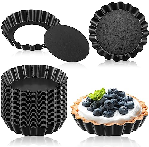 Uiifan 32 Pcs 3 Inch Tart Pans Nonstick, Fluted Round Quiche Molds