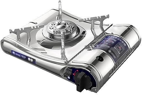 Réchaud de camping portable, haute température 3500 W, corps en acier inoxydable, réchaud à gaz avec valise, adapté pour une utilisation en intérieur ou en extérieur