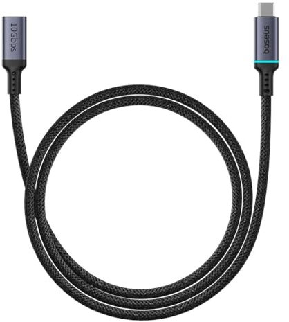 Baseus Cavo di prolunga USB C, ad alta definizione, maschio a femmina, 10 Gbps, 1 m, nero