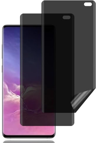 Sichtschutz Schutzfolie für Samsung Galaxy S10 Plus/Galaxy S10+ [2 Stück] | Privacy Schutzfolie, Sichtschutzfolie, Fingerabdruck-ID-Kompatibel, Kratzfest, Blasenfrei, Anti-Spy TPU Displayschutzfoli