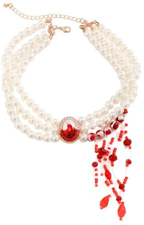 TINGB Halloween Blood Drip Choker Halskette Armbänder Ohrring Gothic Party Schmuck Geschenk Frauen Dripping Blood Choker Halskette