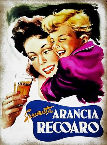 KUSTOM ART Affiche murale décorative série publicitaire vintage pressée orange Recoaro impression artistique sur papier couché 40 x 30 cm sans cadre