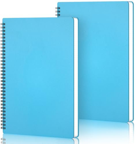 Yarotm Notizbuch A4 Kariert - 2 Stück Notizblock Spiralbindung 21x29.2cm - 100g/m² Kariert 5x5mm Notizbücher Tagebuch A4-120 Seiten Spiralblock Notebook Schule Reisen, Himmelblau