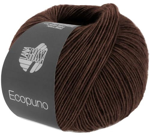 LANA GROSSA Ecopuno | Edle Netzgarnstruktur aus Baumwolle gefüllt mit Merino/Alpaka | Handstrickgarn aus 17% Schurwolle & 11% Alpaka Wolle | 50g Wolle zum Stricken & Häkeln | 215m Garn FB 212