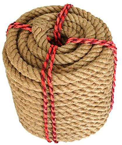 AUNANGLJSCS Dickes Seil 14 mm natürliche Hanfseile, 4-strängig, superstark, Juteseil for Terrassendielen, Manilaseil, Gartendekoration, Hängematte, Basteln, Gartenarbeit, Docks(14MM 40M)