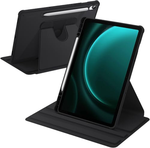 A-BEAUTY Custodia Rotante Compatibile con Samsung Galaxy Tab S10 FE 2025 / S9 FE 10,9 Pollici / S9 11 2023, con Supporto per Penna S, Antiurto Tablet Cover, Auto Svegliati/Sonno, Nero