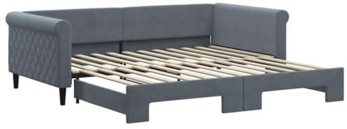 vidaXL Tagesbett, Sofabett Ausziehbar, Gästebett Schlafsofa für Schlafzimmer Wohnzimmer, Ausziehbett Sofa Bettsofa, Modernes Design, Dunkelgrau 100x200cm Samt