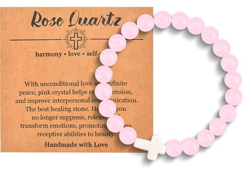CERSLIMO Natural Bead Bracelet for Women Men - Healing Bracelets Stretch Link Bracelets with Beautiful 8mm Crystal Bracelet for Birthday Christmas Anxiety Bracelet Crystal Gifts