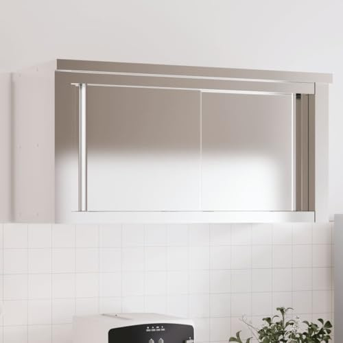 ShGaxin Küchen-Wandschrank mit Schiebetüren Edelstahl, Badezimmerschrank, Badschrank, Gewürzschrank - 376442