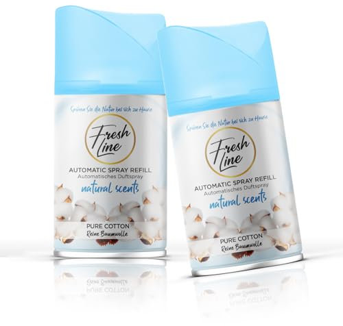 Fresh Line Lufterfrischer Set Pure Cotton 6 er Pack Aromatischer Raumduft passend für alle Automatische Duftspender, Sprühgeräte, Maschinen, Erfrischendes Aroma und Duftintensität