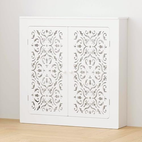 Radiator Cover Farmhouse Bathroom Cabinet with Storage Shelf Heat Front Rack Modern Heater Stand Large Floor Cabinet with Doors for Bathroom Kitchen Utility Room Office(50x60x20cm/19.7x23.6x7.9in)