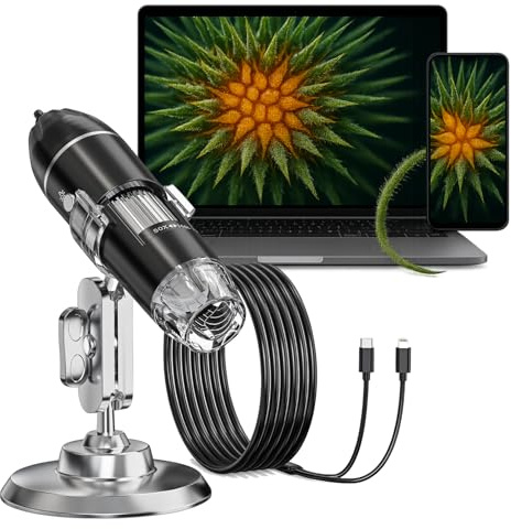 Digitales Mikroskop 1600X USB Elektronisches Mikroskop, 3-in-1, digitale Handlupe, kompatibel mit PC, Android und Tablets, ideal für biologische Beobachtung, industrielle Inspektion und technische