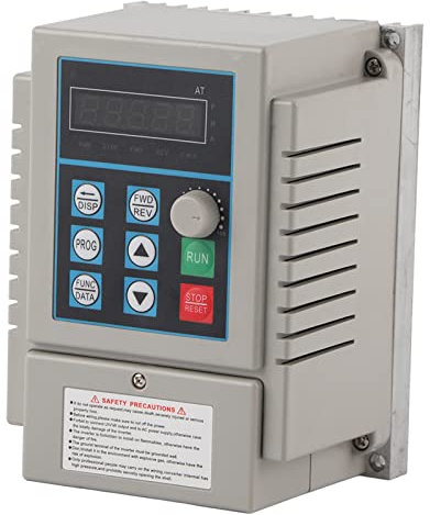 Variateur de Fréquence 220 V AC, AT2-0450X 2,5 A Vfd, Contrôleur de Vitesse, Moteur AC, Convertisseur monophasé à triphasé pour Moteur AC monophasé 0,45 KW 16,5 X 11,5 X 10 cm.