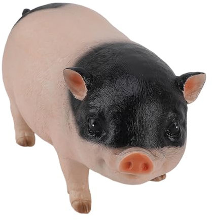 ZLXHDL Garten Deko, Kleine Schwein Statue aus Resin, 26,5 cm Stehendes Schwein Figur für Garten Balkon Schreibtisch Dekoration, Niedliche Tier Skulptur für Innen und Außen (Kohlefaserstil)