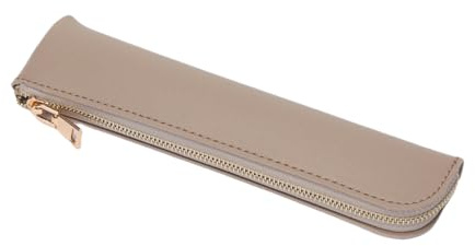 YONBEN Federmäppchen Klein Stifteetui Mäppchen (Khaki, Kunstleder) | Flaches Design mit Reißverschluss – fasst Stifte, Lineal und Zubehör, ideal für Schule, Uni, Büro und unterwegs.