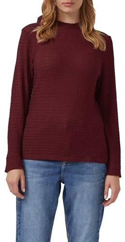 s.Oliver Damen Longsleeve mit Offener Struktur im Slim-fit Langarmshirt mit Stehkragen