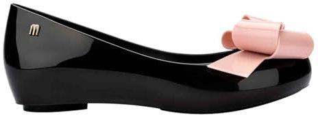 Melissa Womens Ultragirl Classy Jelly Ballet Flats - Black/Pink UK 5