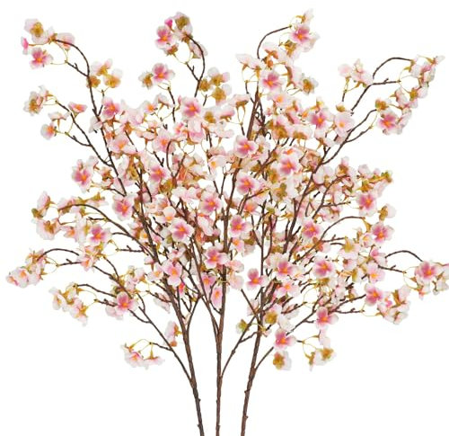 3 Stück Kirschblüten Künstlich 110cm Künstliche Blumen Rosa Kirschblüten Deko Kirschblütenzweige Kunstblumen Wie Echt Blumendeko Lange Stiele für Hochzeit Party Tisch Vase Dekor