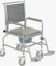 Silla con Inodoro 2 en 1 para Mayores JUENSYO-Cojín U Ajustable Delante/Detrás,con Ruedas,4 Frenos Seguridad y Apoyabrazos-Transferencia Cama-Silla-Inodoro