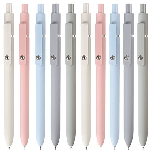 SUPEASY 0,5 mm Kugelschreiber, Extra weicher Silikon-Griff, Ideal für Schule, Office & täglichen Gebrauch, 10er Pack (Morandi-Look)